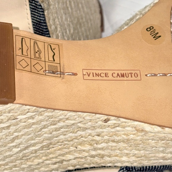 Vince Camuto Denim Espadrille Wedge Ankle Strap Sandals Size 8 - Picture 4 of 11